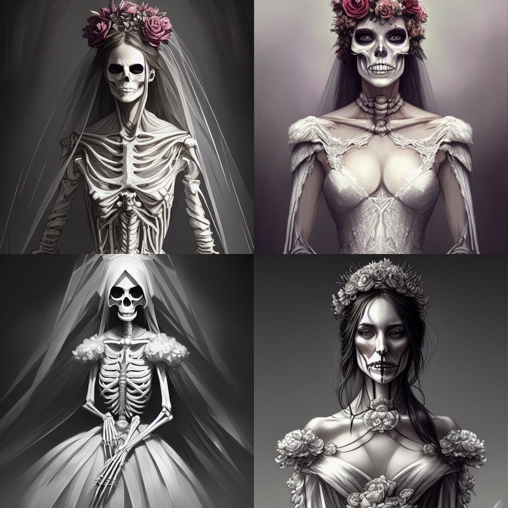 Tim Burton Inspired Skeleton Bride Portrait