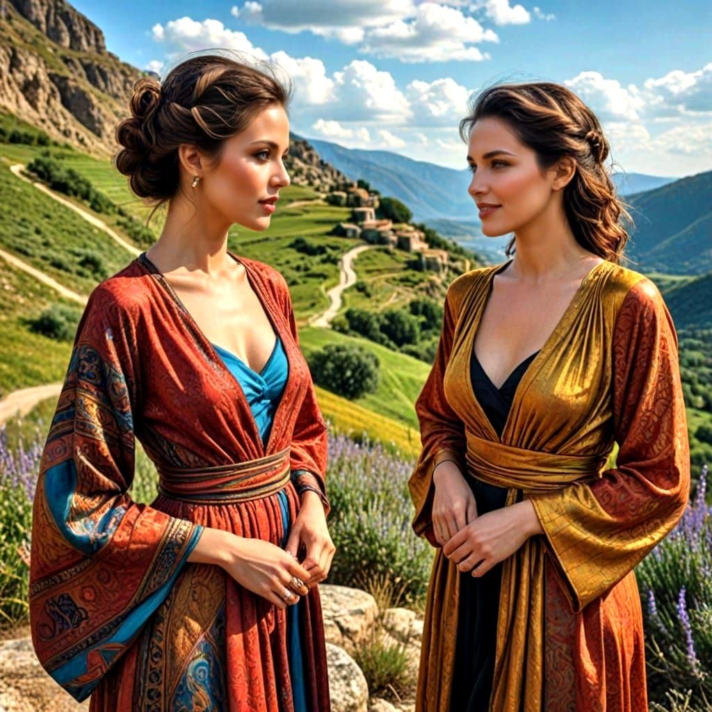 Sophisticated Ladies in a Surreal Landscape, Photorealistic ...