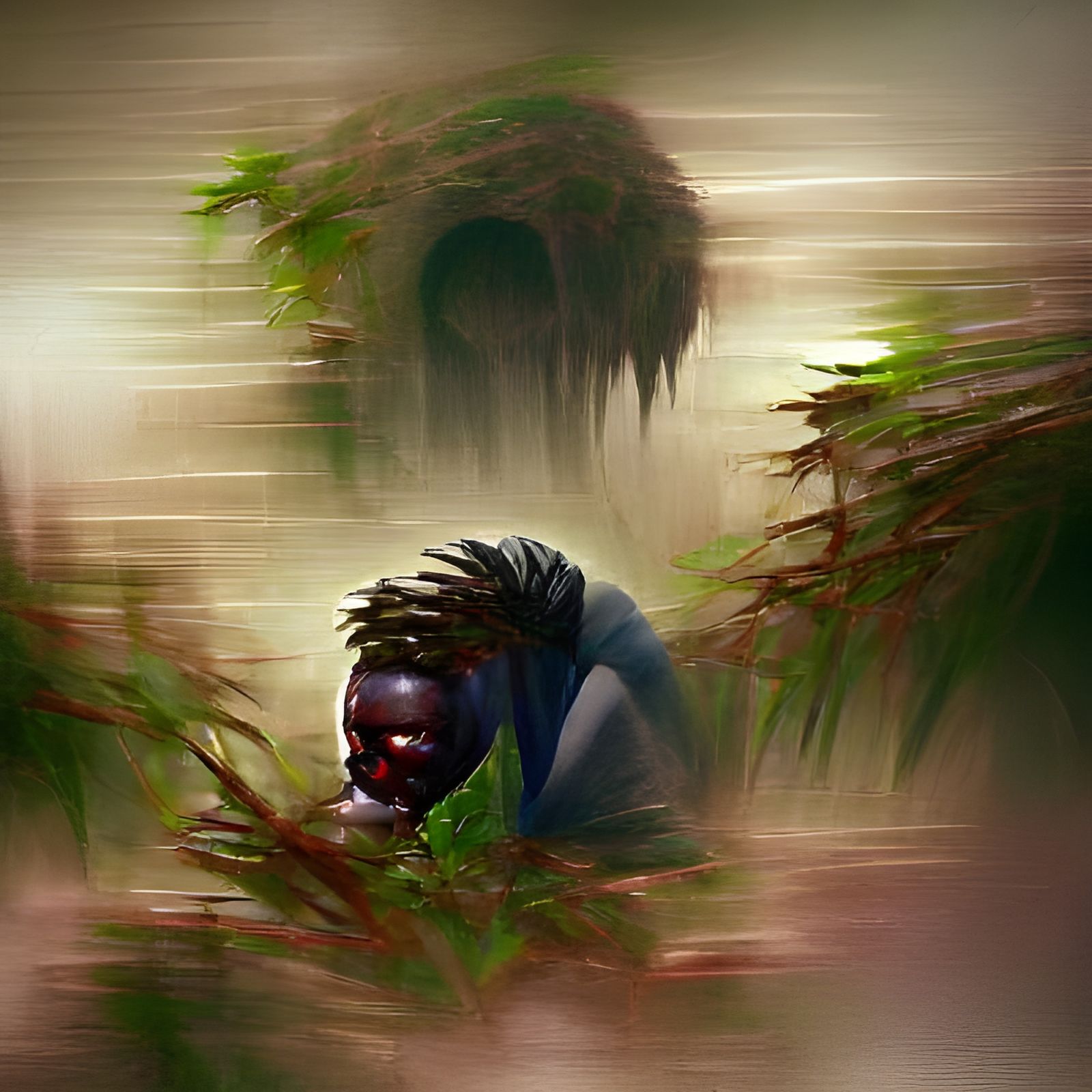 African child crying in the bush