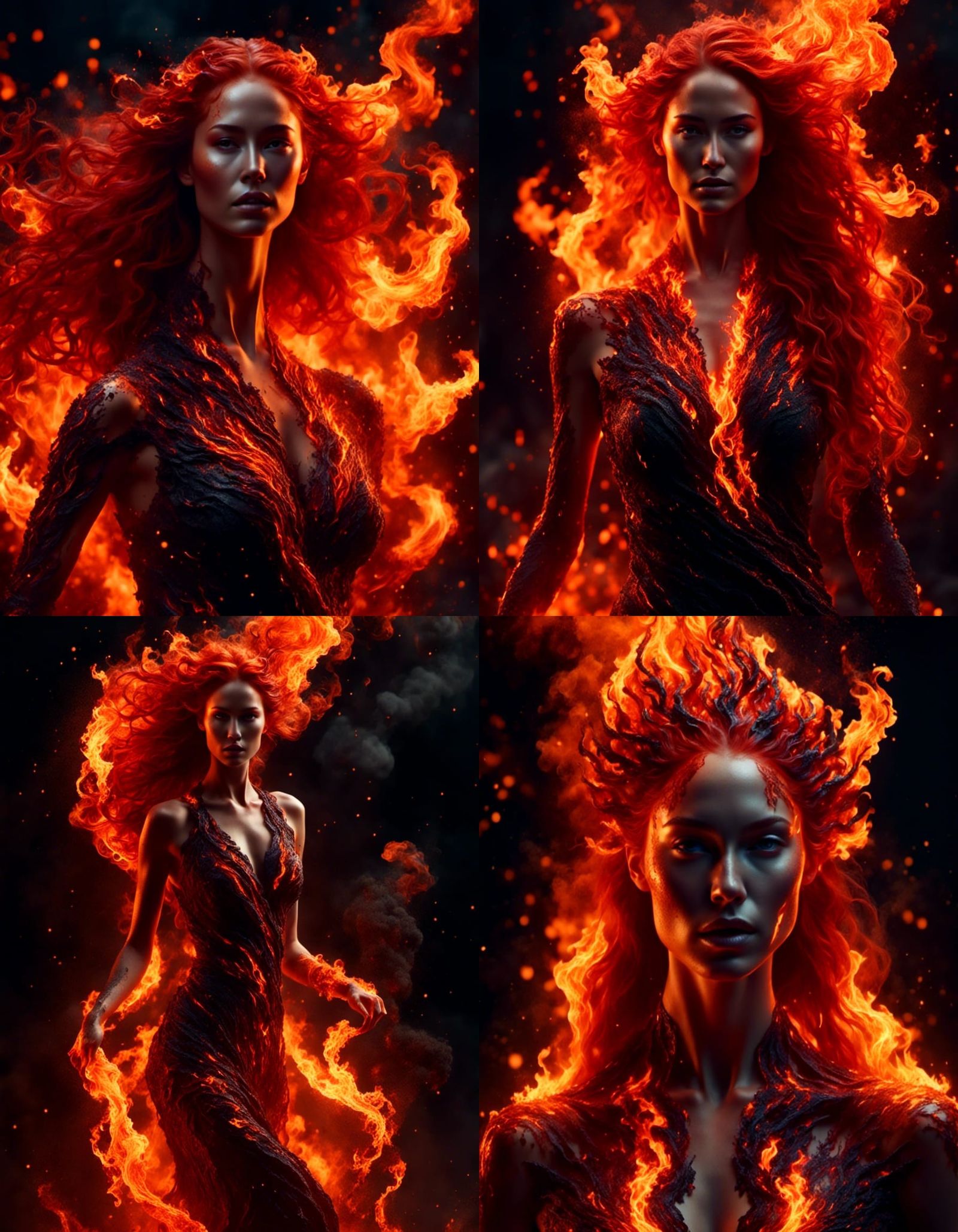 <lora:Made from fire:1.0>
concept art portrait, Hyperrealistic_fire_dancing_female_demon_with_flame_wings, Redhead lon...