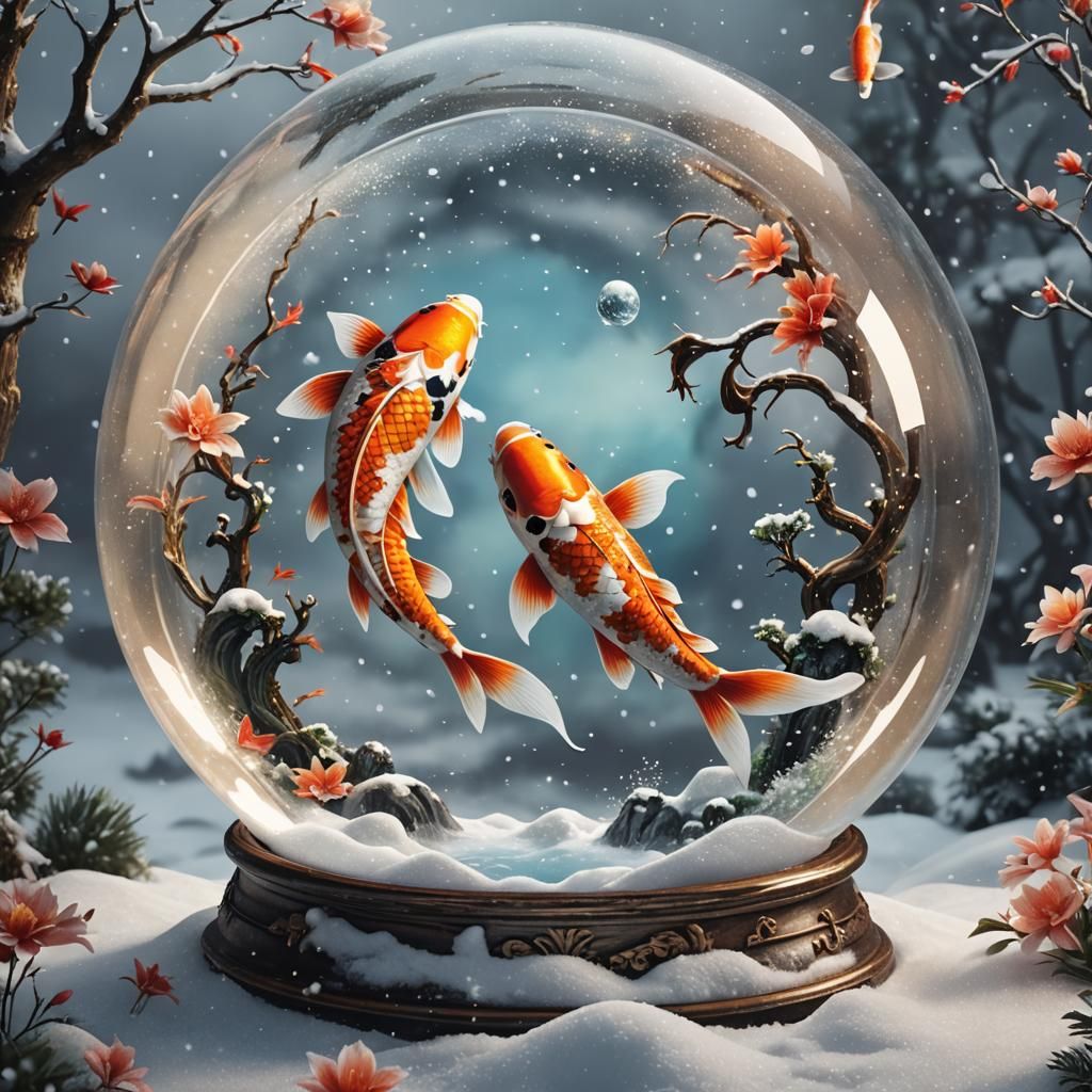 Koi Snow Globe  by @Raven