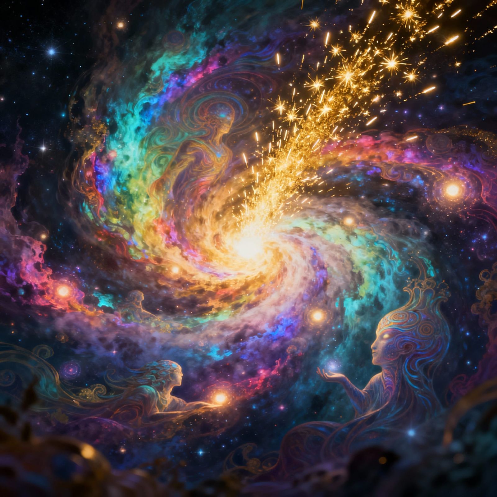 no text appears in the moving imagery. the image revolves and expands into the sparkling highest light of one love unite...