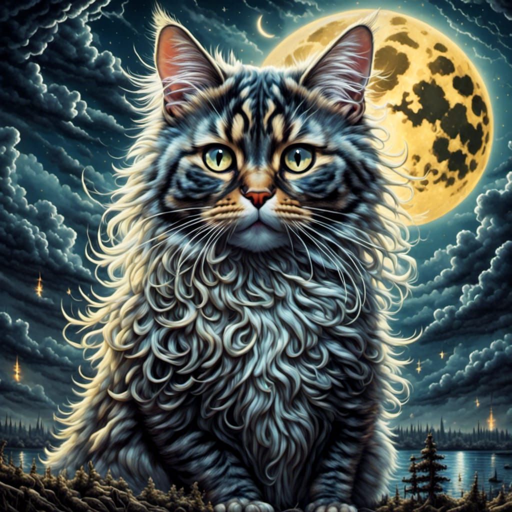 A beautiful cat under a moonstorm <lora:MoonStorm:1.0>