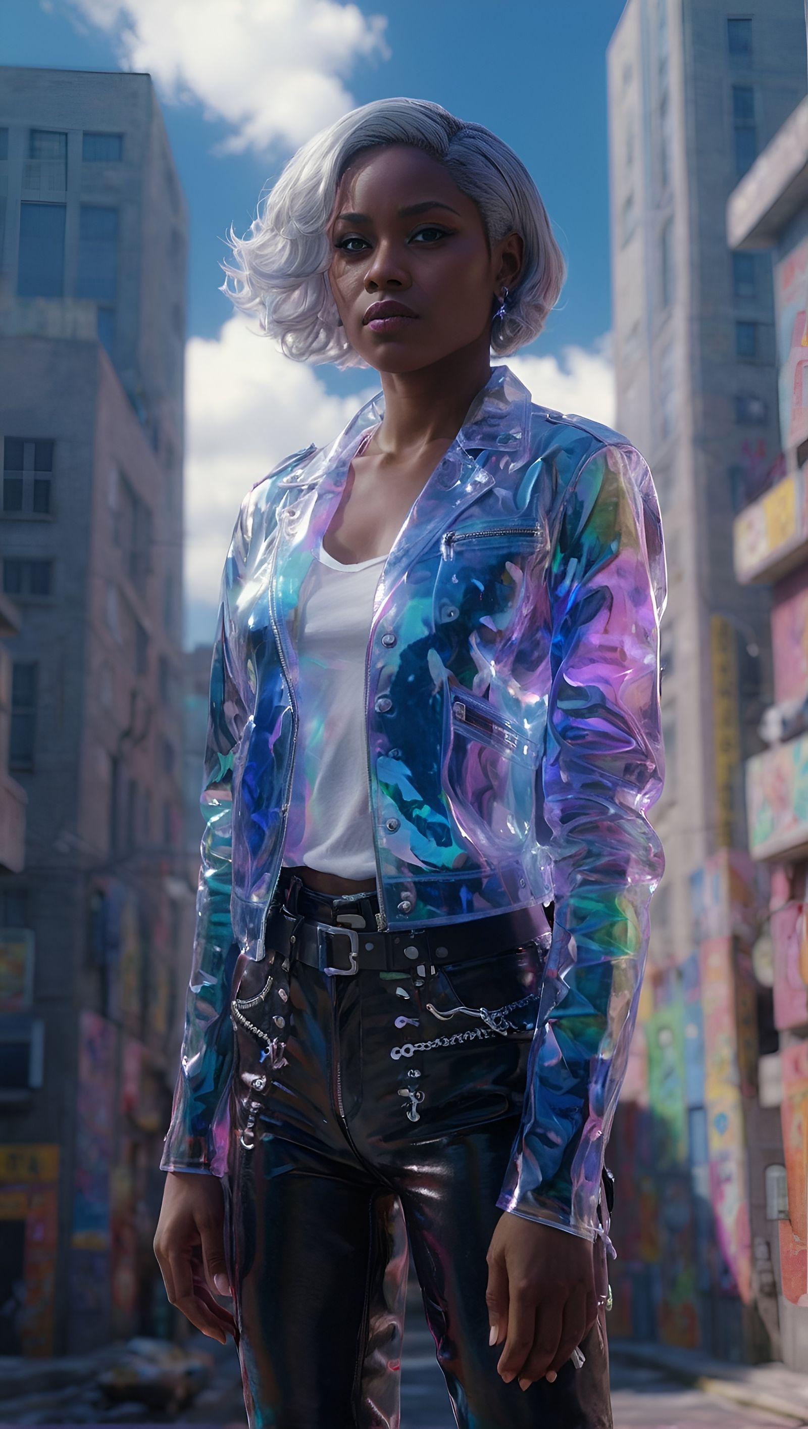 A ebony girl with a Transprent glass jacket