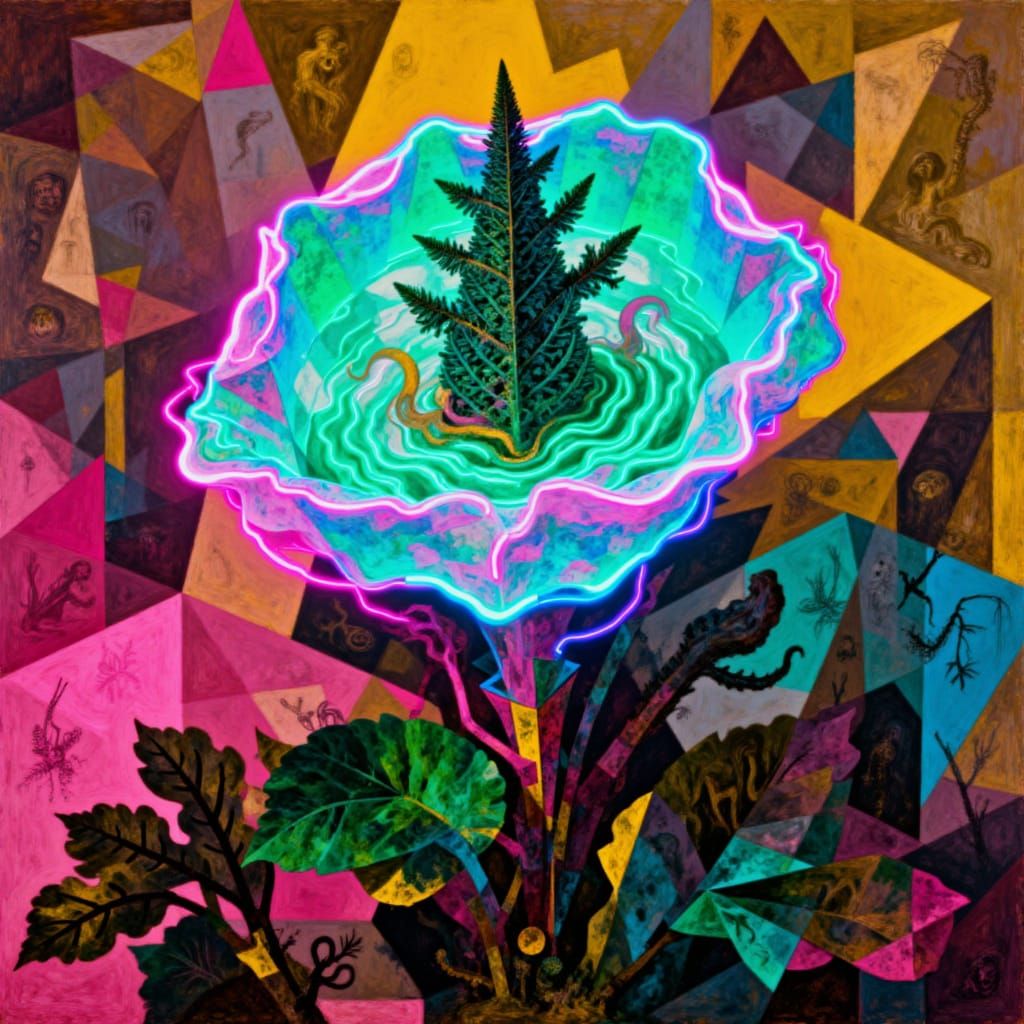 <lora:Abstract Maniac:1.0> a fern