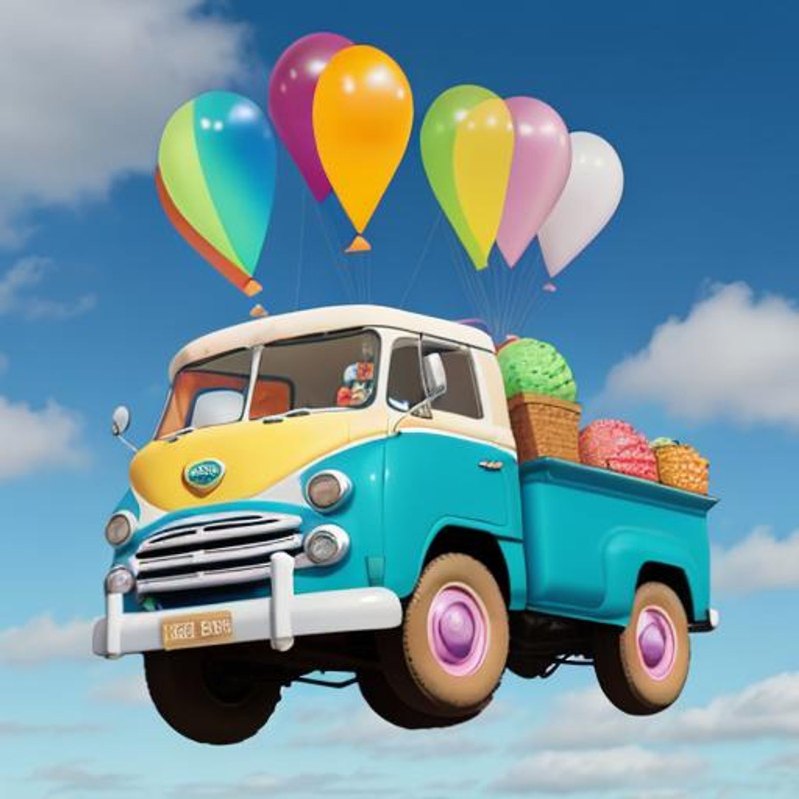 📞 Bertie's Rainbow Truck With Ice Creams So Light They Float In The Air 