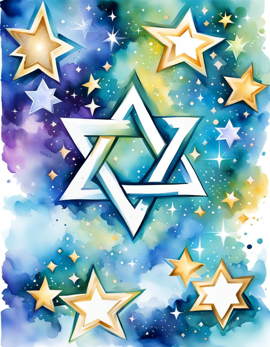 Watercolor Background with Stars of David