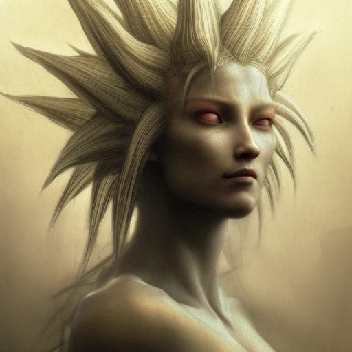very realistic, very beautiful female white super saiyan, ve...