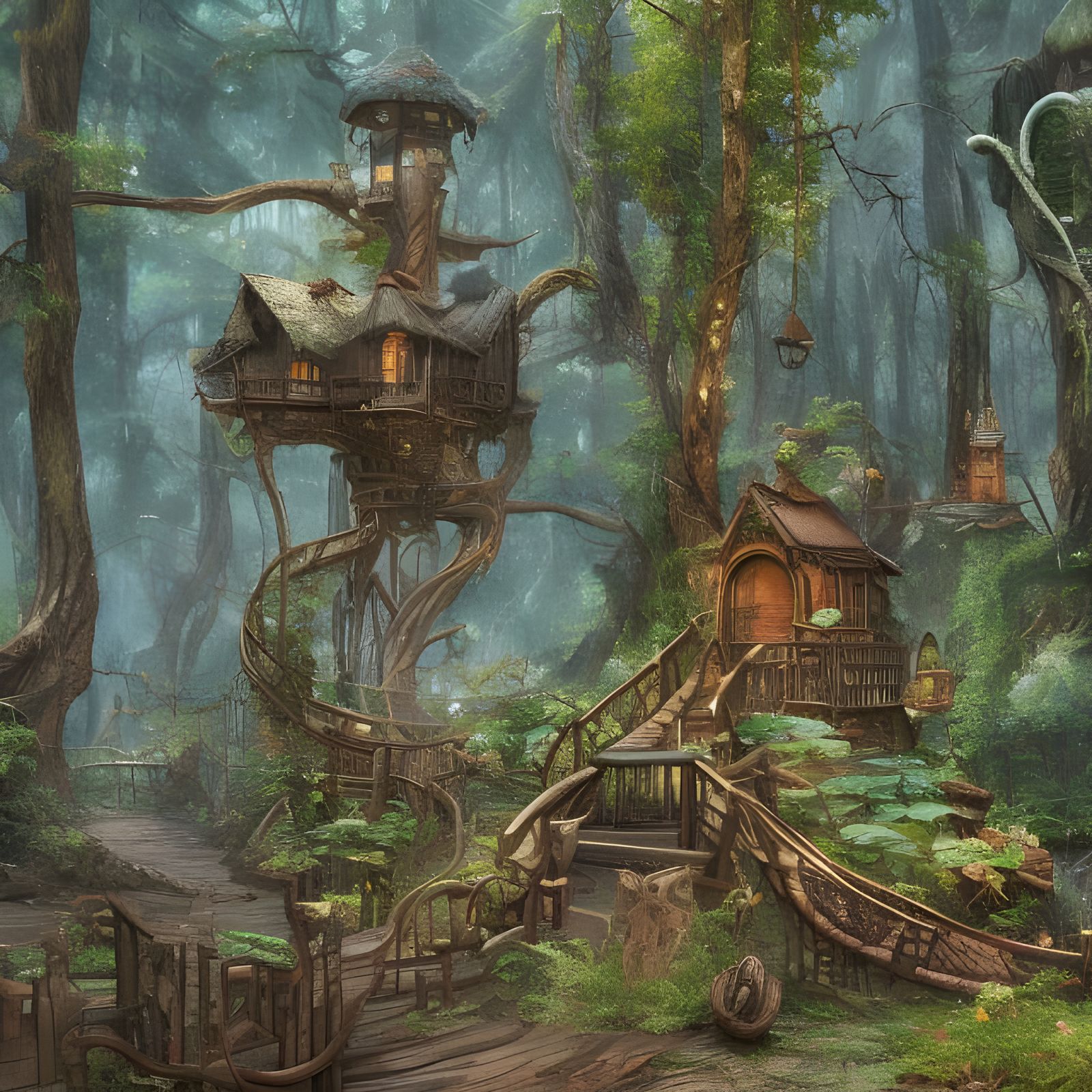 Forest Homes - AI Generated Artwork - NightCafe Creator