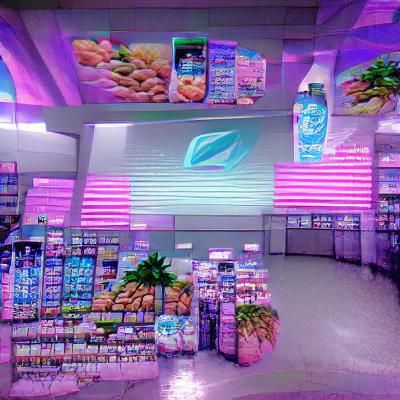 Vaporwave grocery store
