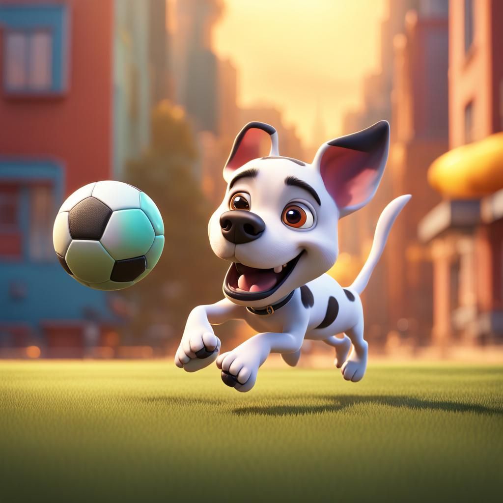 cute dog playing football