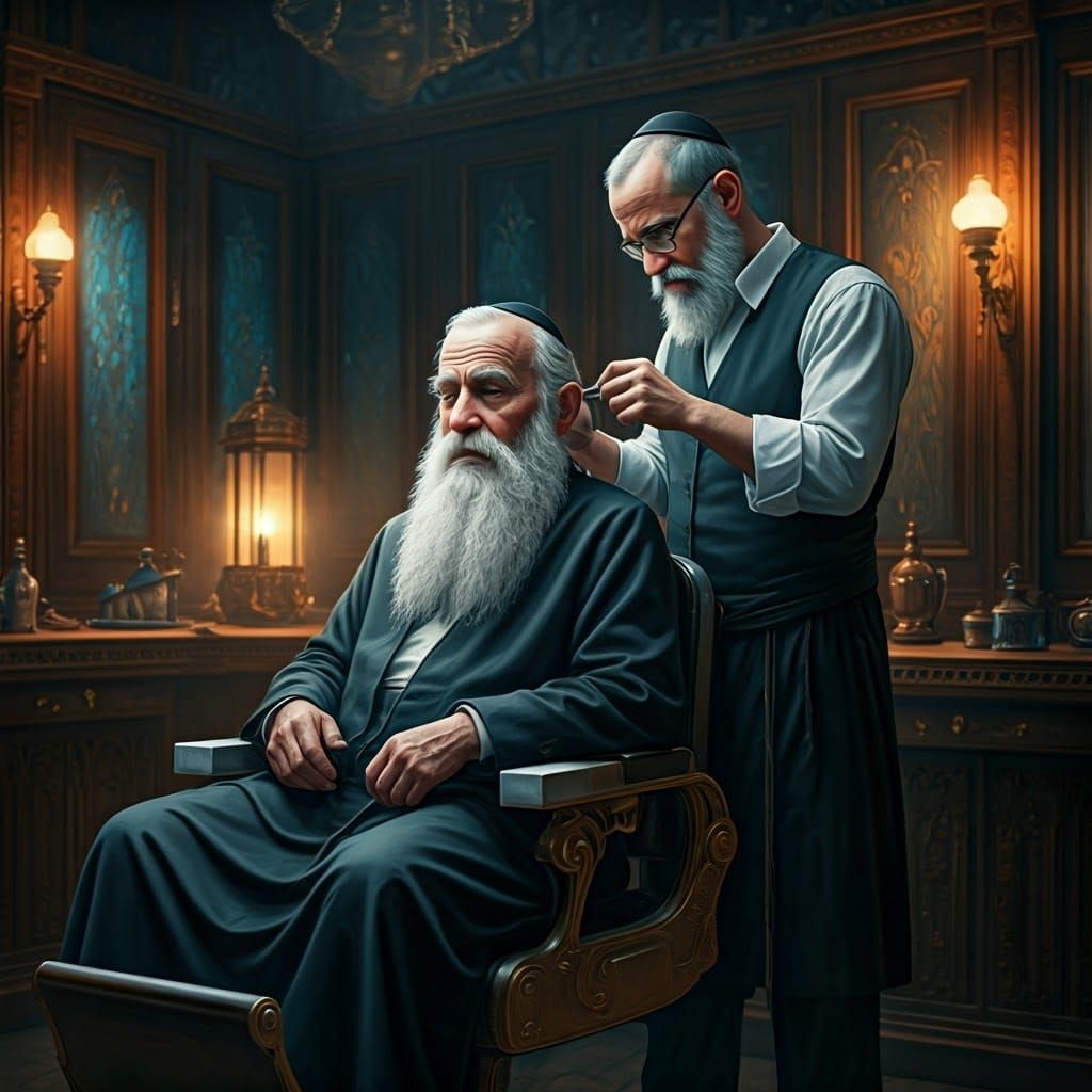 Orthodox Barber Trims Chassidic Jew's Peyot in Intricate Fan...