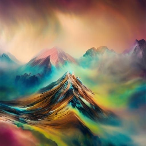 Portrait of a disheveled Mountainscapes: ink flow: 8k resolu...