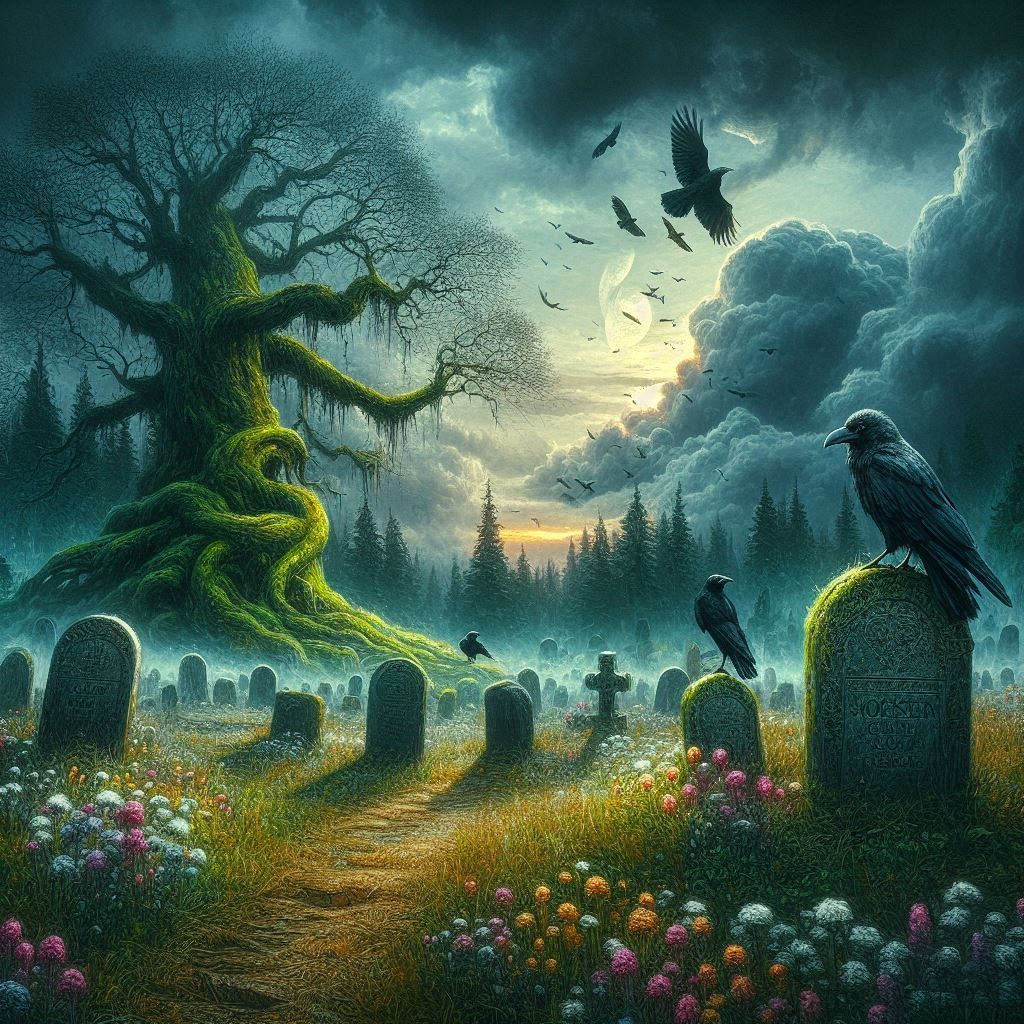 Crows in the graveyard