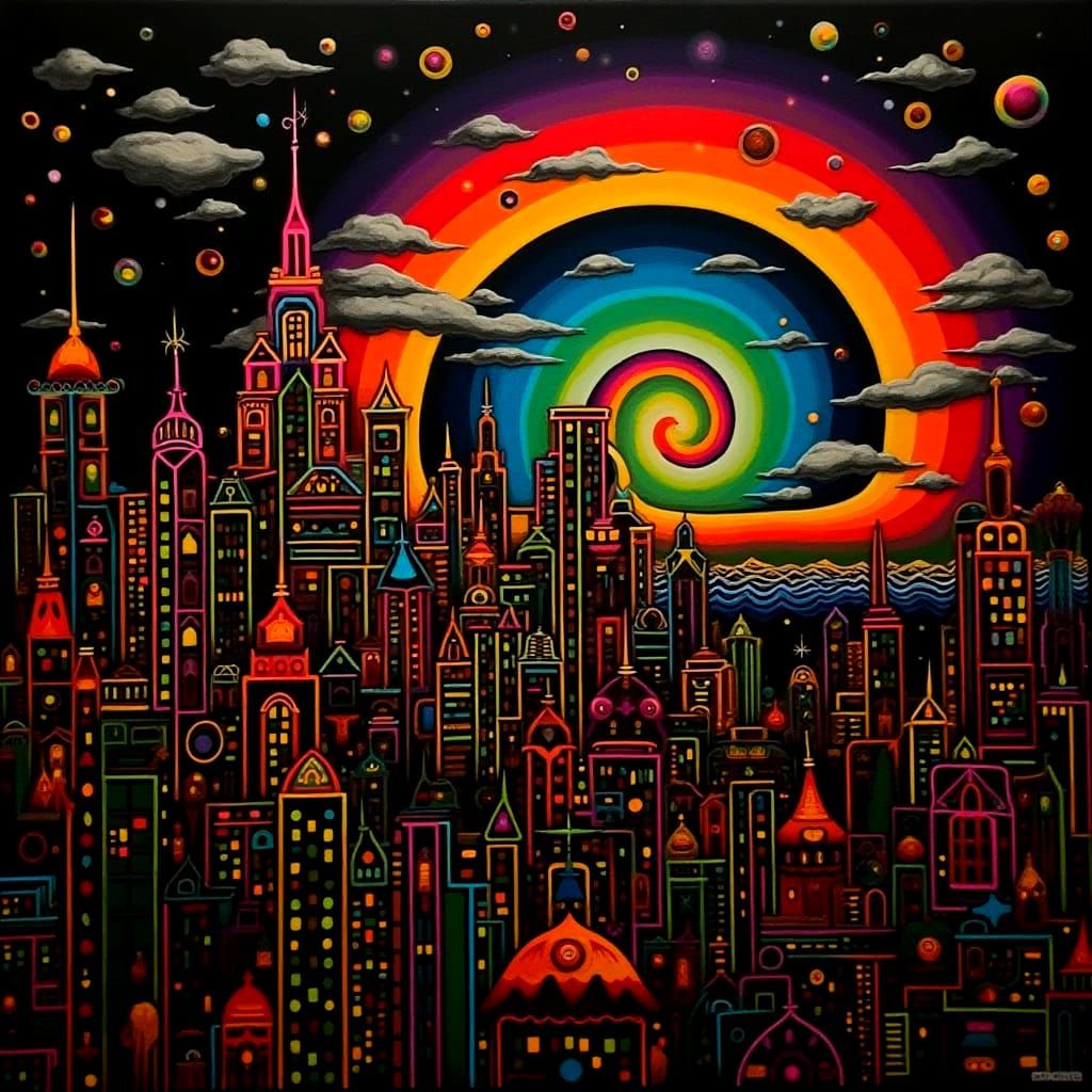  Green leaves, teal hair, blue sky, yellow flower Chimaera, Matador, Harlequin, Marionette,  Seraphinianus Man Woman Birth Death Infinity ♂,...