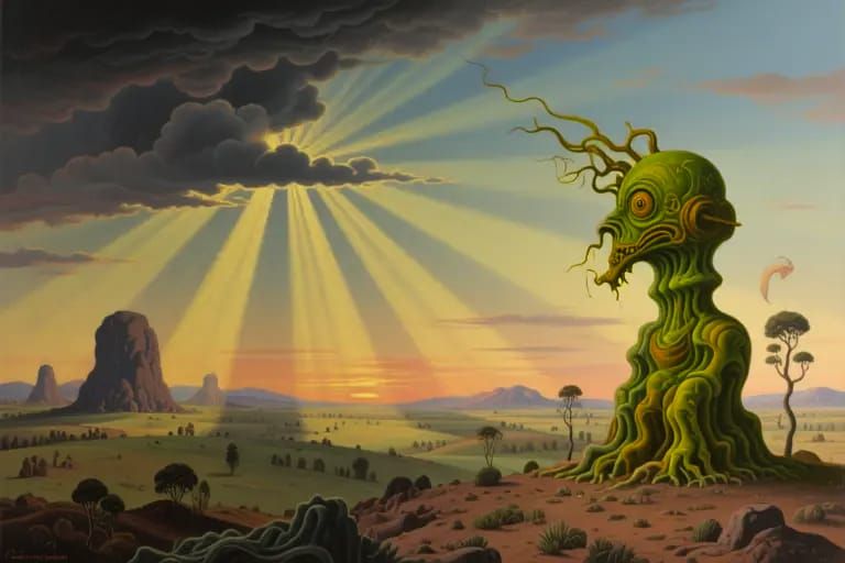 A landscape in the style of Salvador Dalí