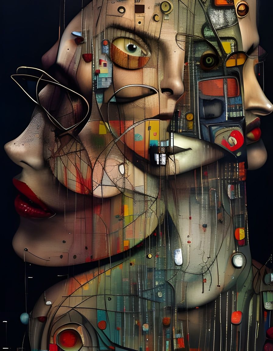 Surreal Portrait with Eyeglasses in Maximalist Style