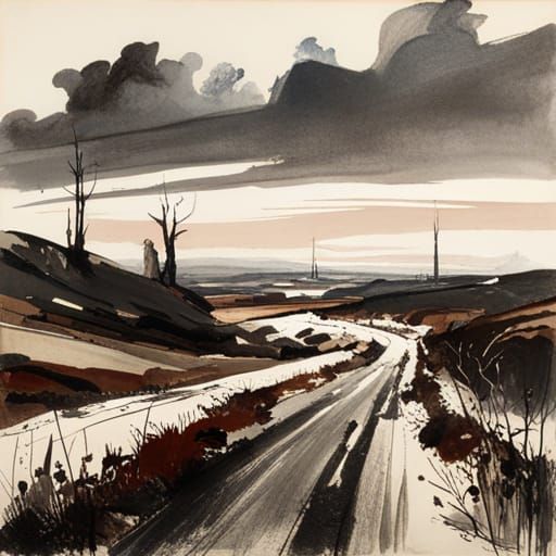 landscape by Rowland Hilder, Jon Klassen and Anselm Kiefer