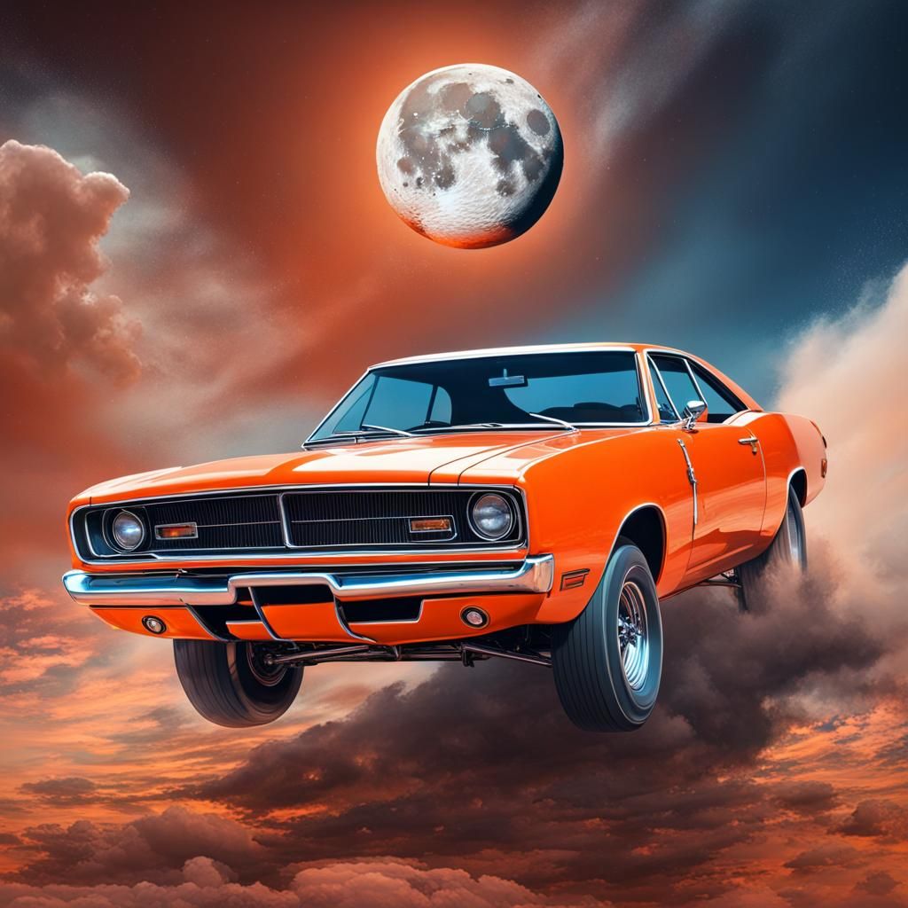 general lee car flying to the moon - AI Generated Artwork - NightCafe ...