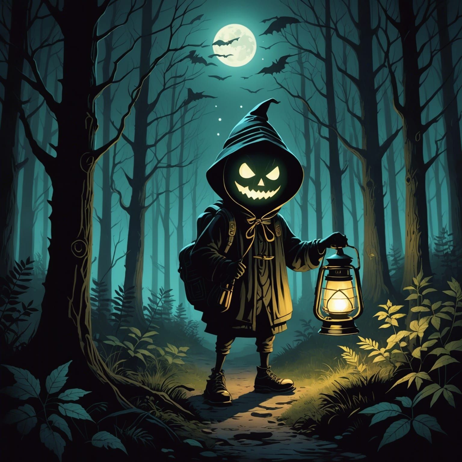Highly imaginative illustration of an anthropomorphic lanter...