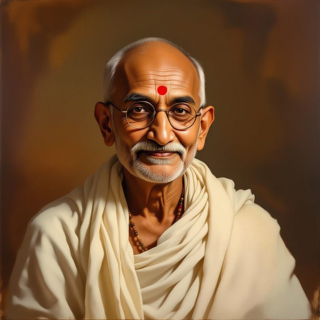 Mahatma Gandhi Realistic Oil Portrait