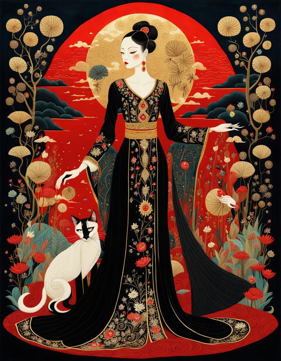 Lady and Dayana the elegant cat ♥️ - AI Generated Artwork - NightCafe ...