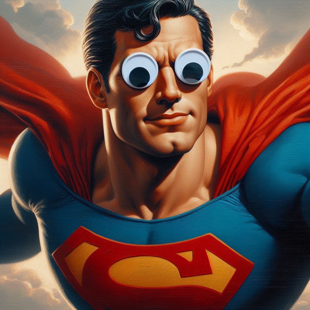 Googly-eyed Superman, Man Of Steel! ✨🎬🦸🏻‍♂️
