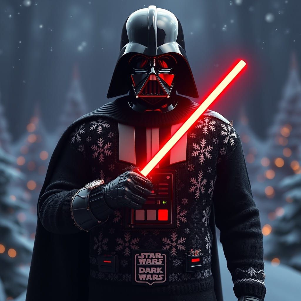 Darth Vader's Christmas Sweater in Cinematic Realism