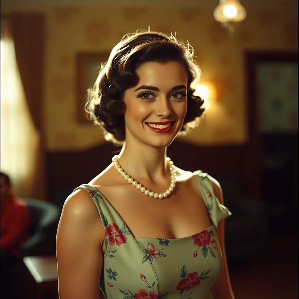 A beautiful girl with a beautiful smile back in 1950s