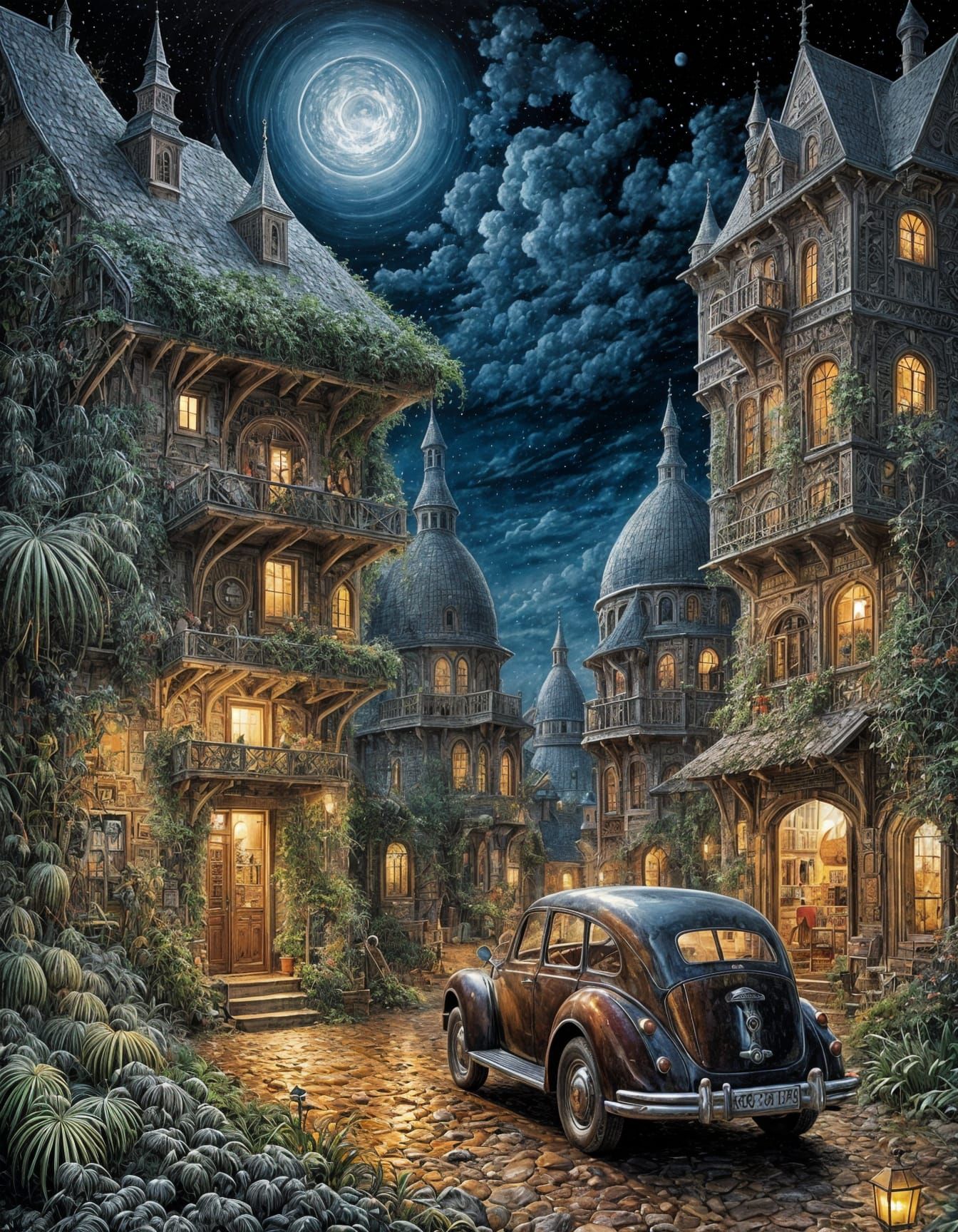 Enigmatic Nomad, Peter de Sève, Nightscape, HYPERDETAILED Acrylic Cover Art,  "Rob Bowyer", Peter scape ...  by @Marek Lame