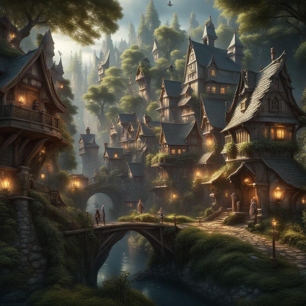 town in forest - AI Generated Artwork - NightCafe Creator