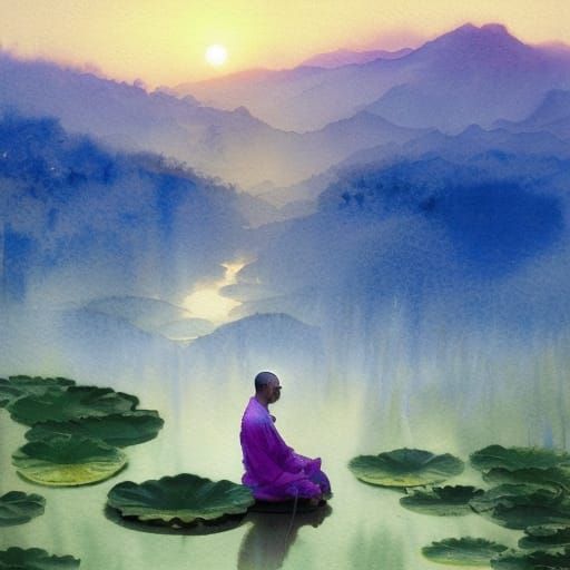 a Taoist monk in a lotus position undefined