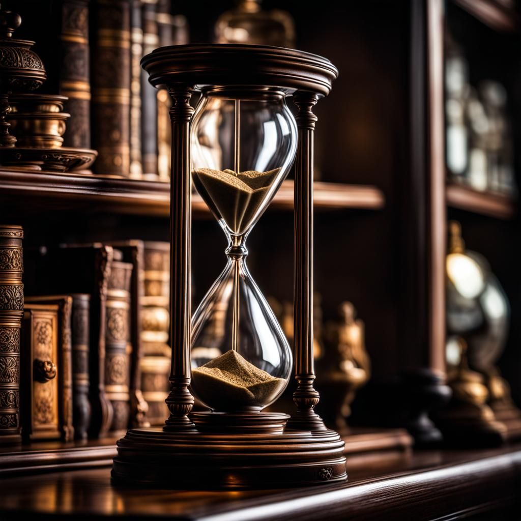 "Death puts away a new hourglass on a shelf."