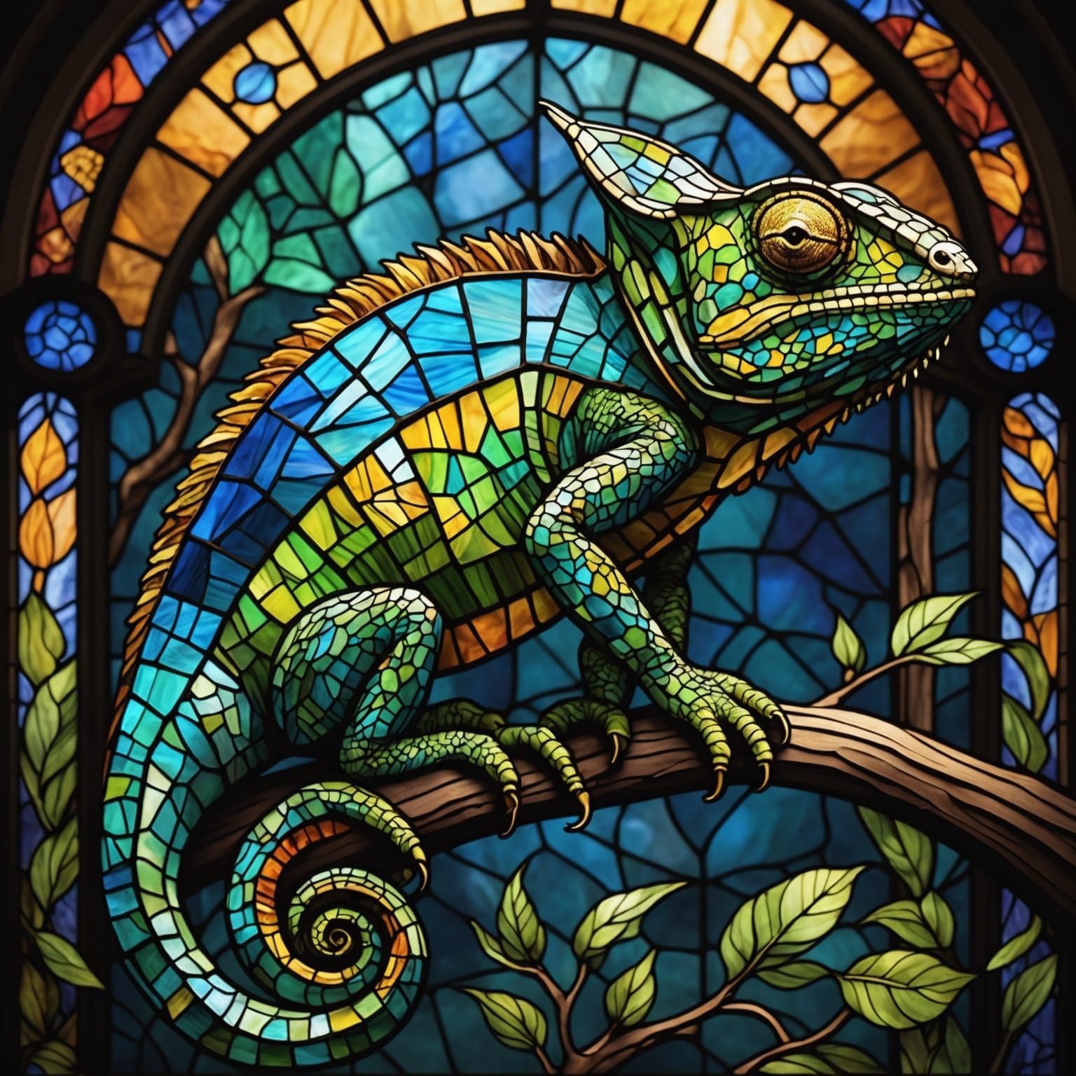 Chameleon Stained Glass  by @Raven