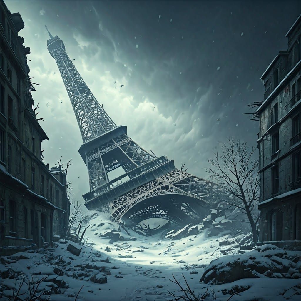 Post-apocalyptic Eiffel Tower  by @Gokiburi