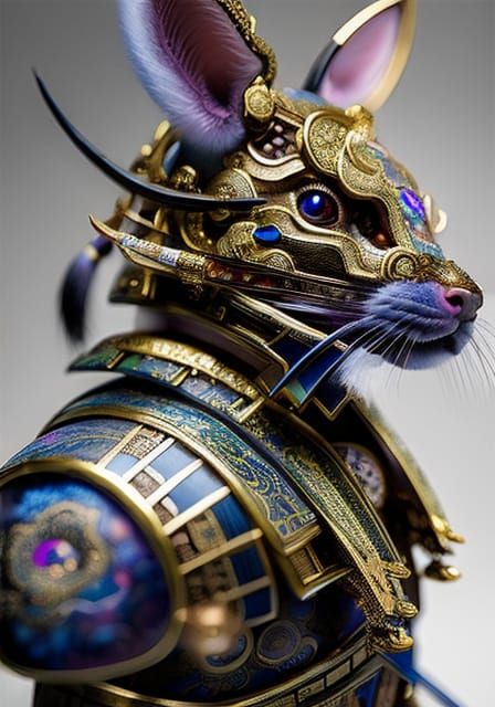 Samurai Rabbit Portrait in Hyperdetailed Digital Art Style