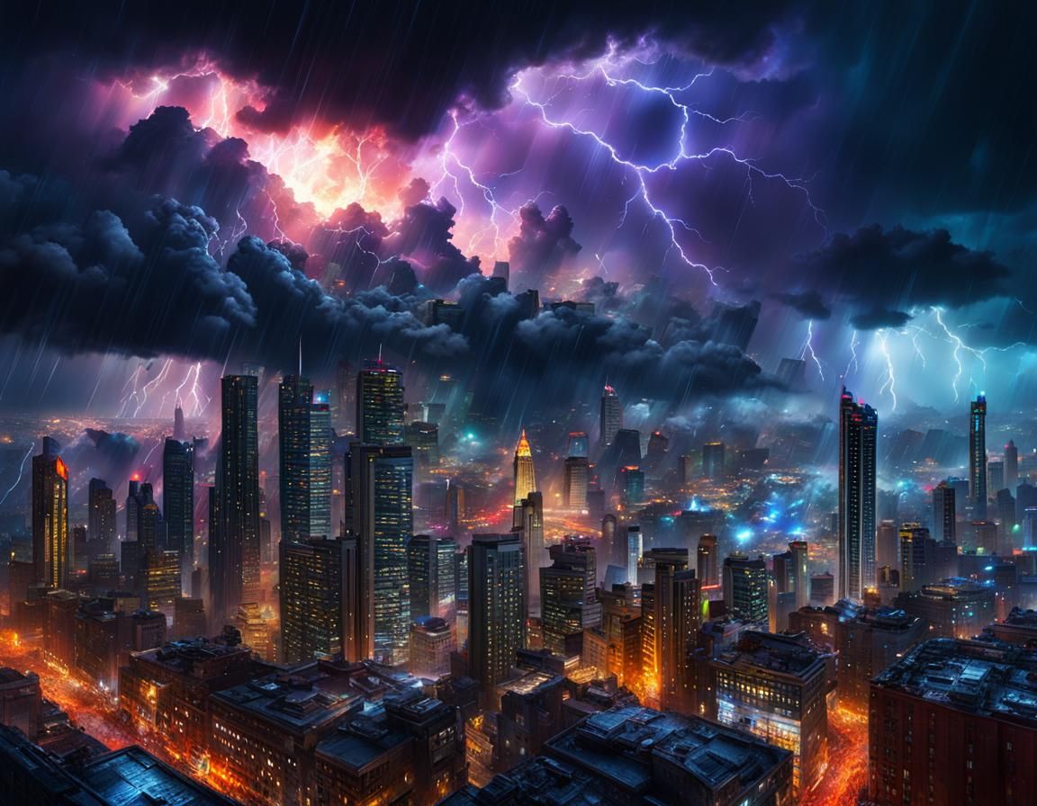 Apocalyptic stormy cityscape   by @RatzeP2
