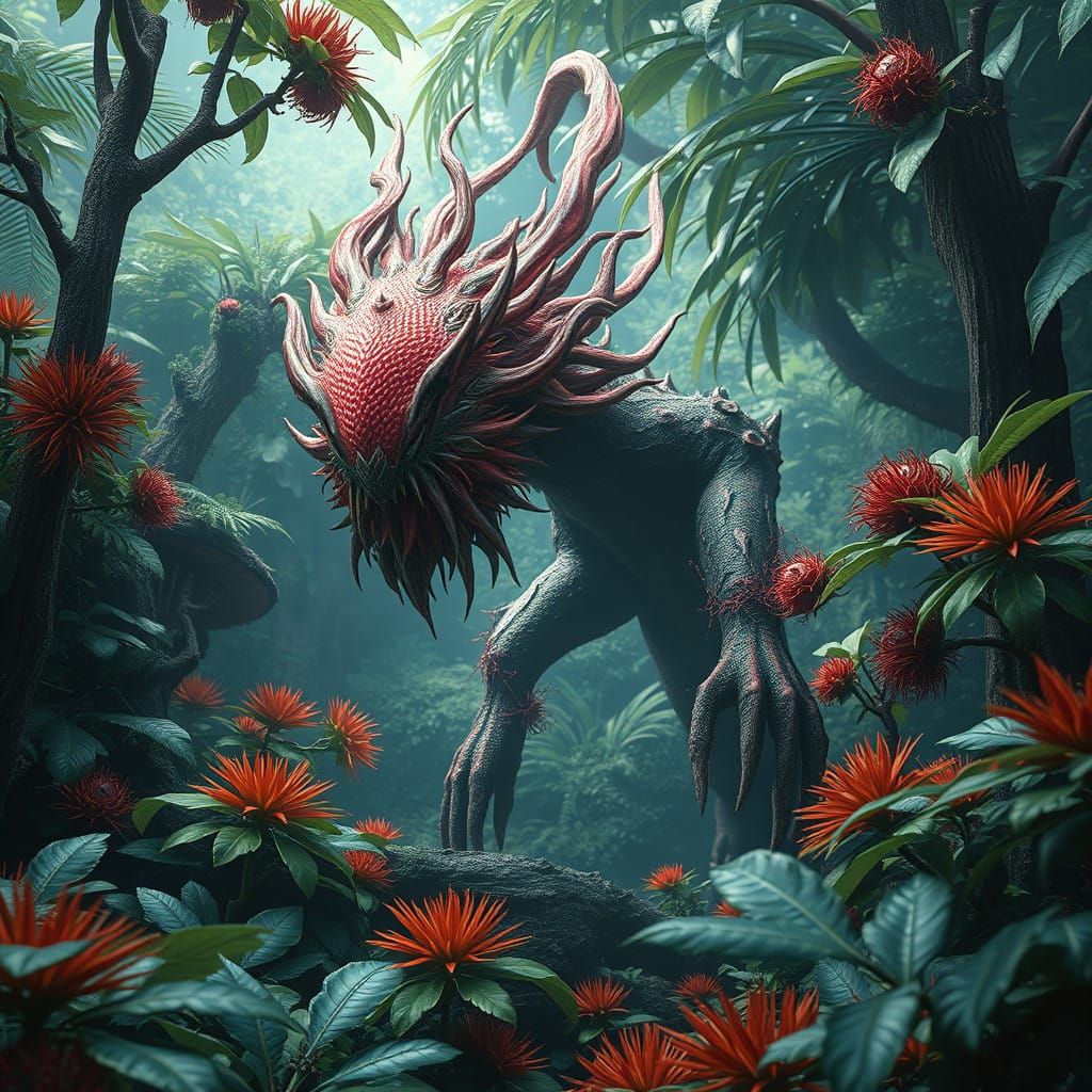 Mythical Rambutan Creature Emerges in Hyperrealistic Sci-Fi....
