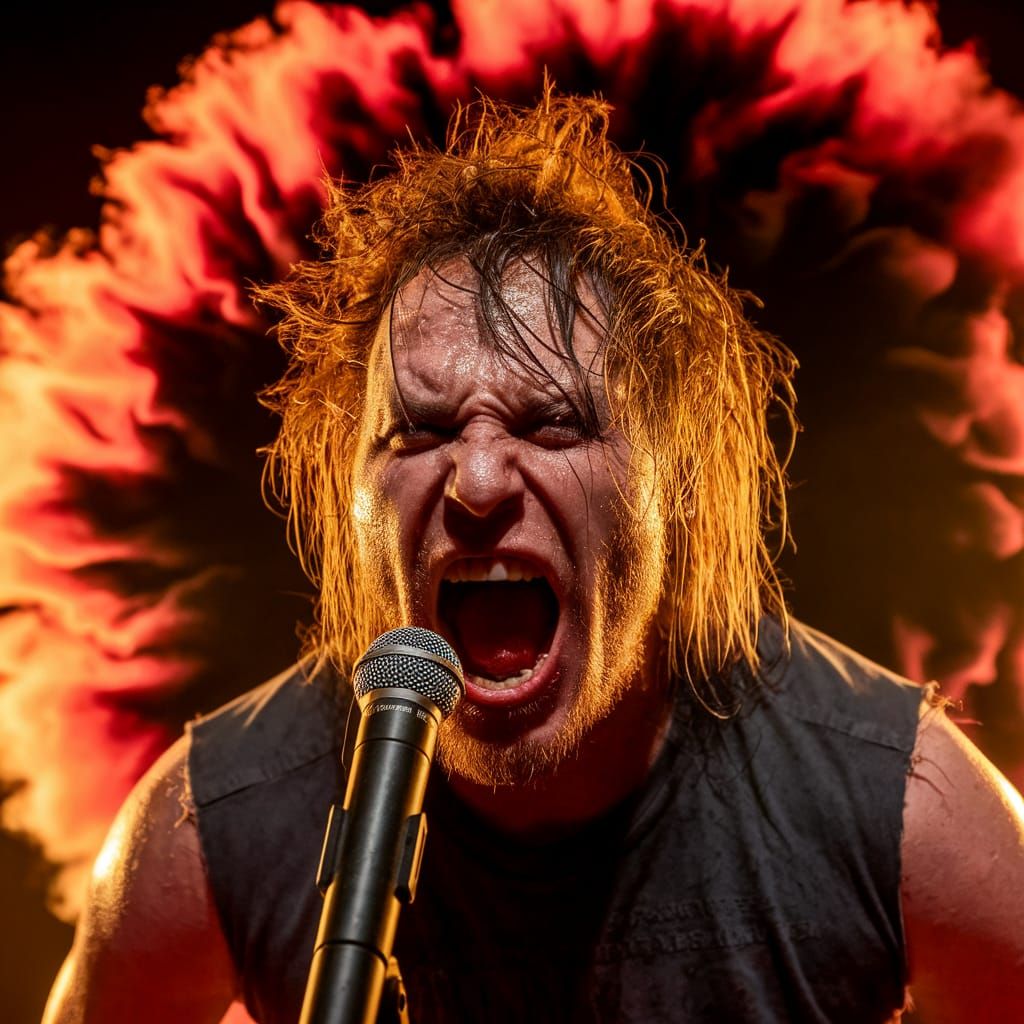 Deathcore Vocalist in Intense Stage Performance