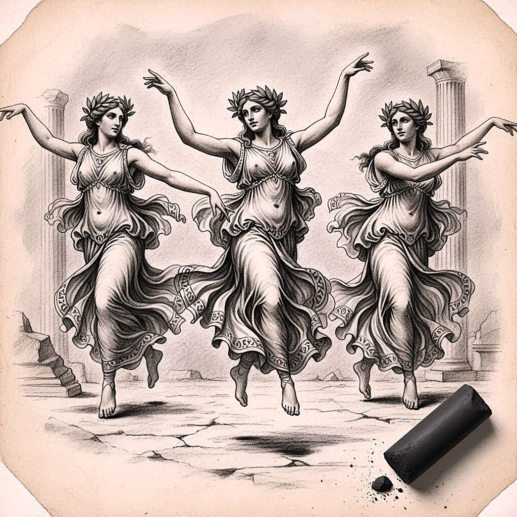 A classical Greek charcoal masterpiece in black and white. I...