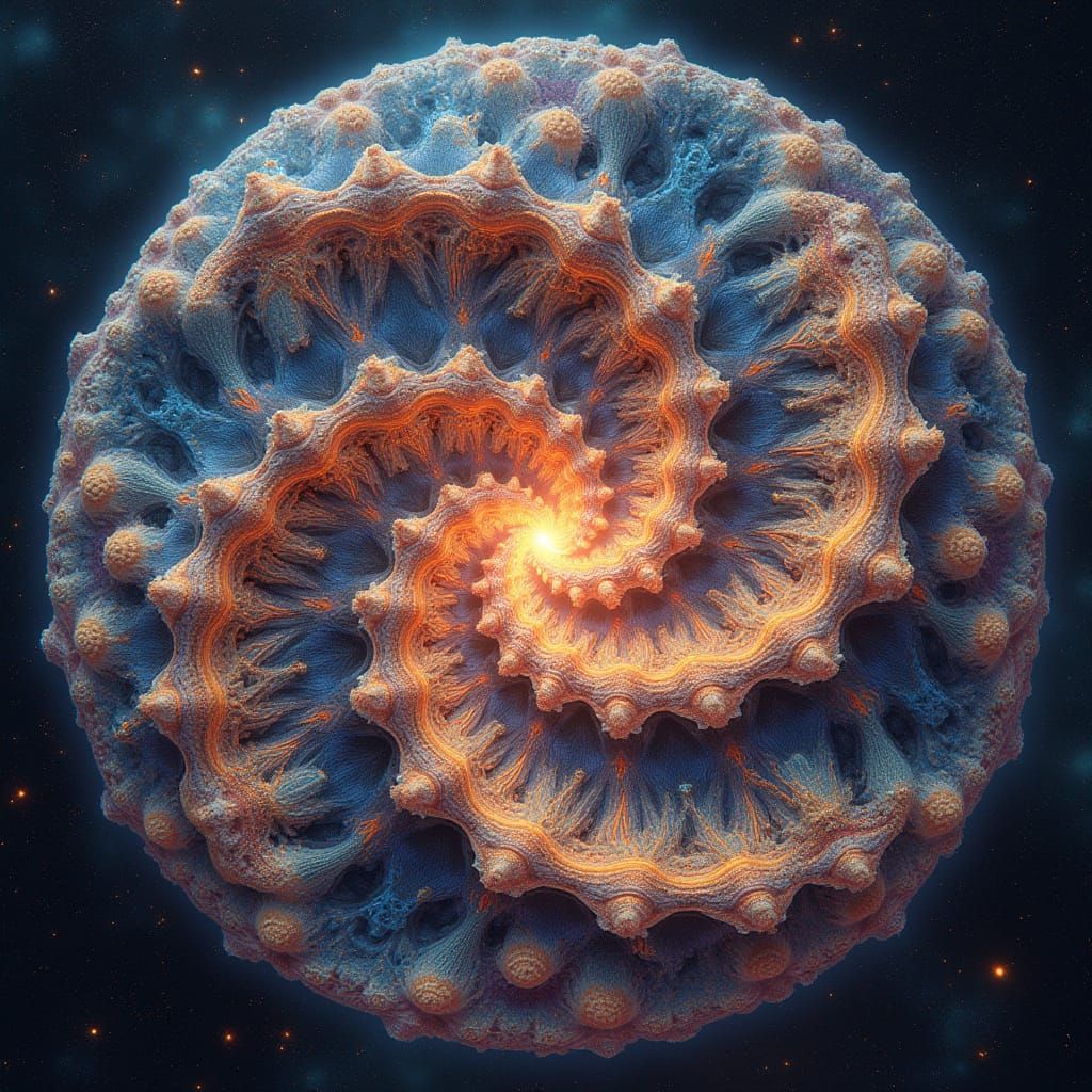 A kaleidoscopic clockwork of sacred geometry, glowing fractal spirals of time, cosmic reflections swirling around, ultra-sharp, strong depth...