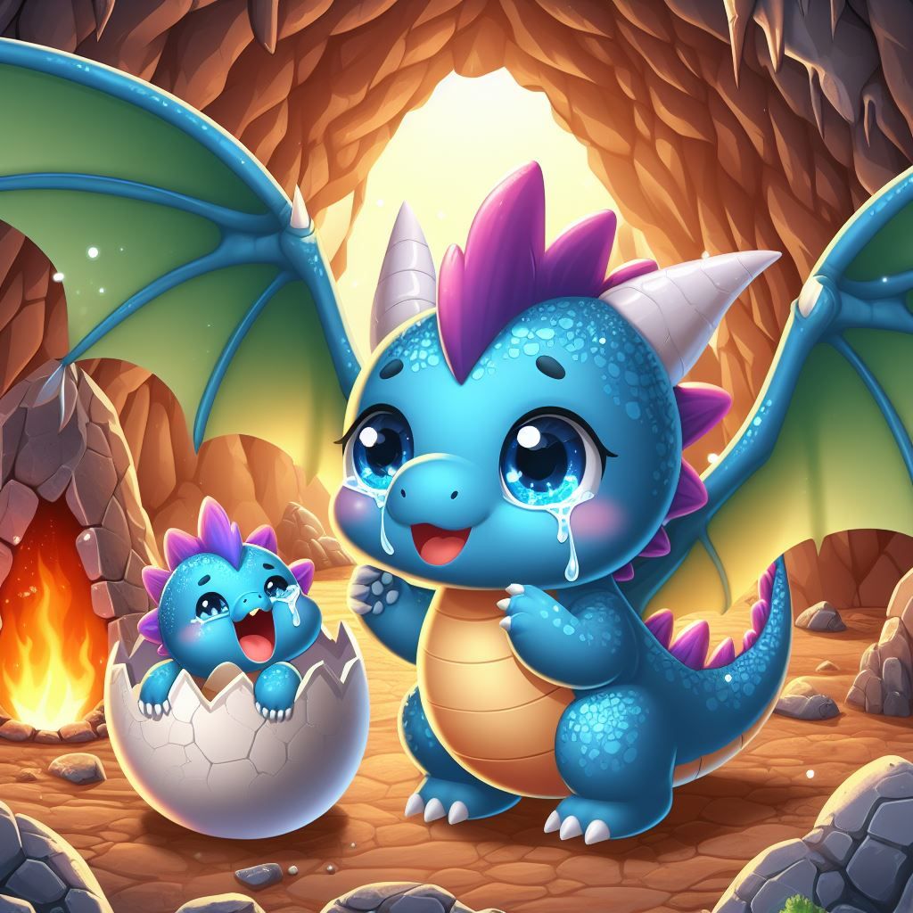 New born baby dragon crying