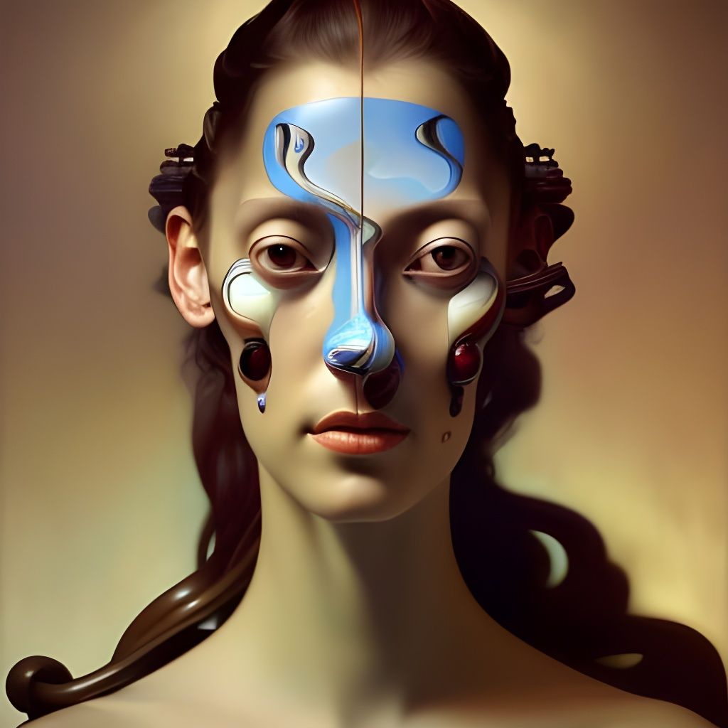 Surreal Face of Drawers: Dali-esque Oil Painting