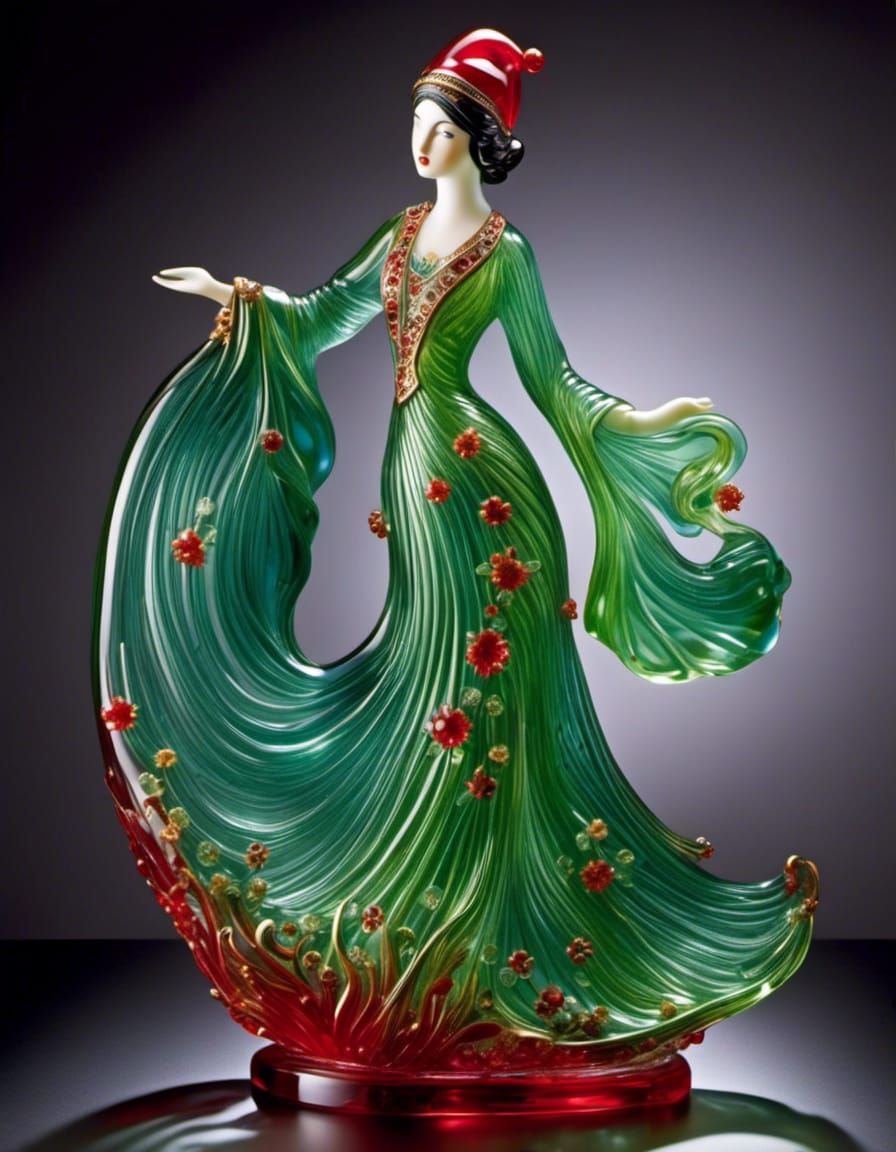 Green dress (Glass Art XL v2 - Clarity Upscale 50%)