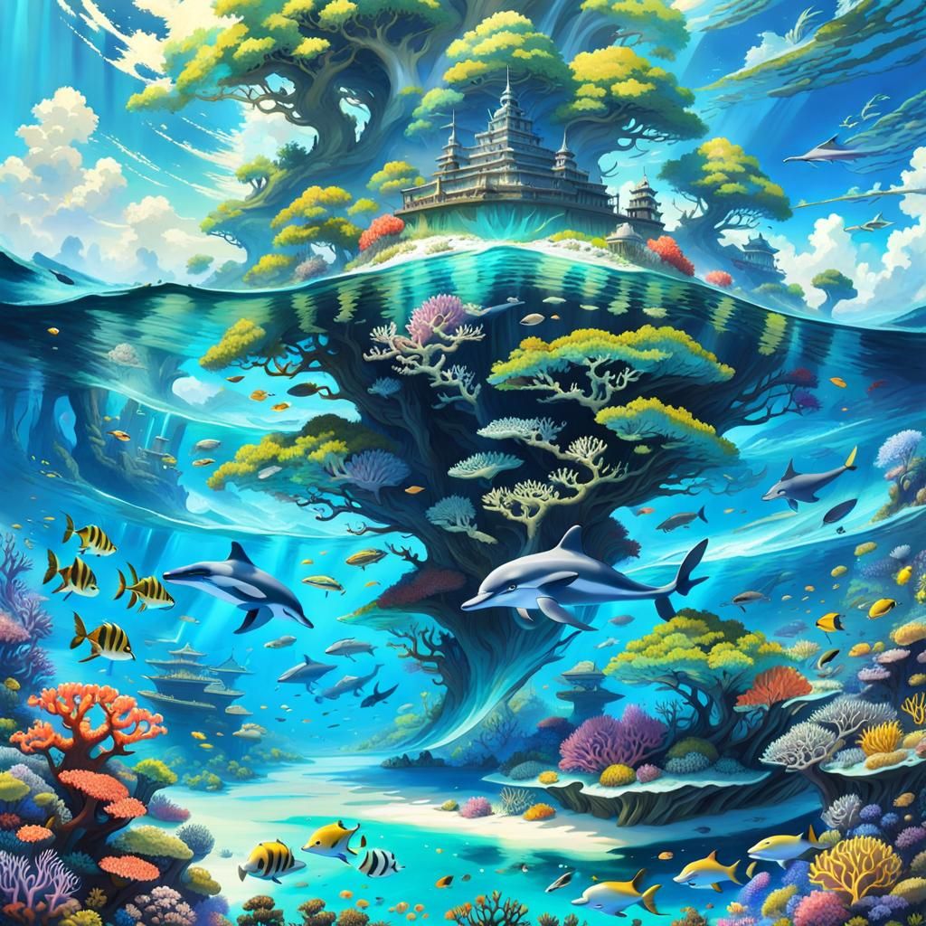 Dolphin Island : The Sanctuary - AI Generated Artwork - NightCafe Creator