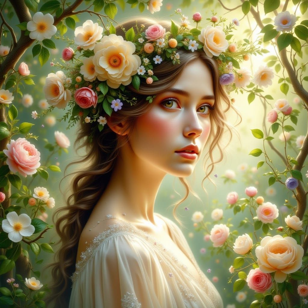 Spring Bride - Ethereal Pre-Raphaelite Bride in Vibrant Spri...