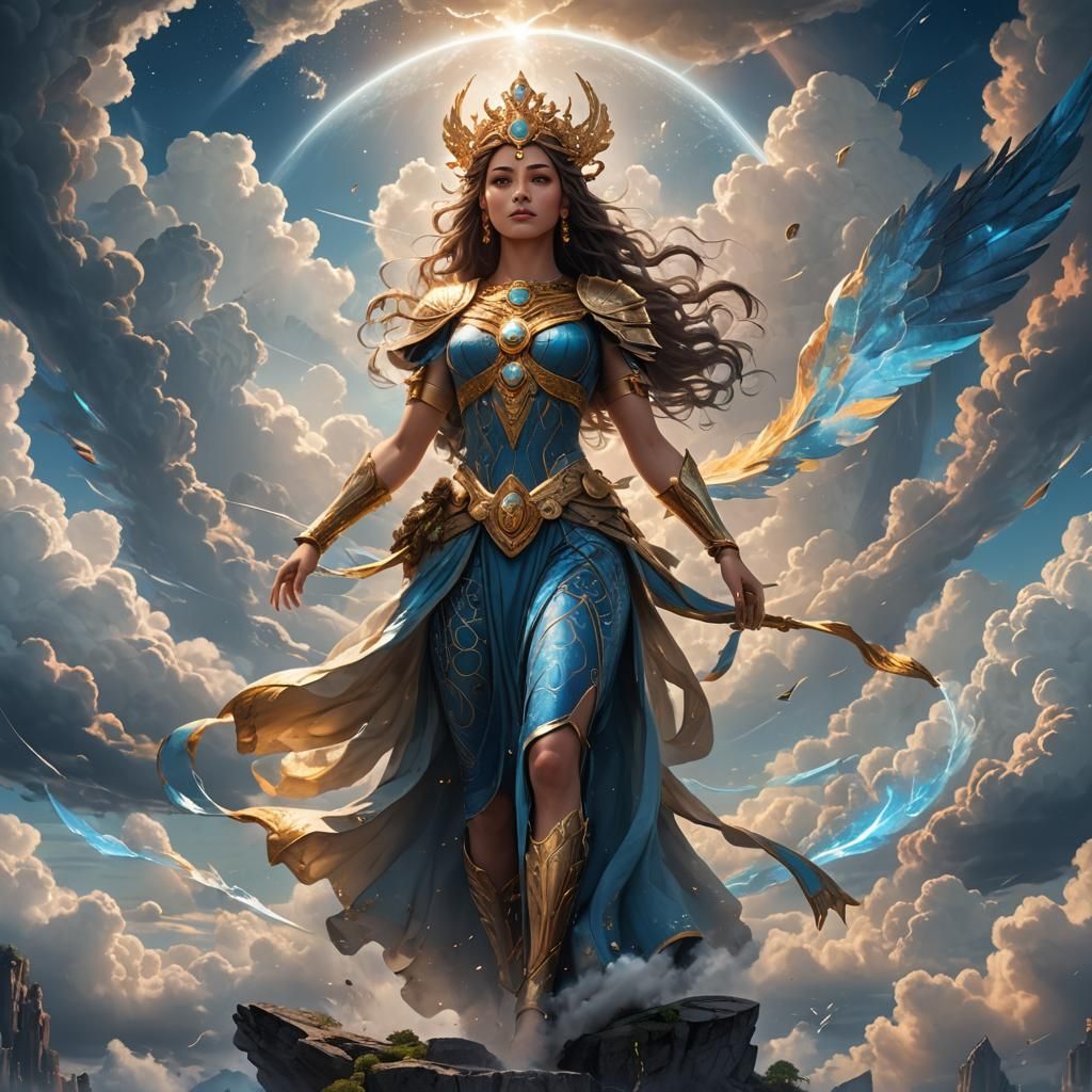 "Draw the goddess of air and sky, very powerfully in the sky...