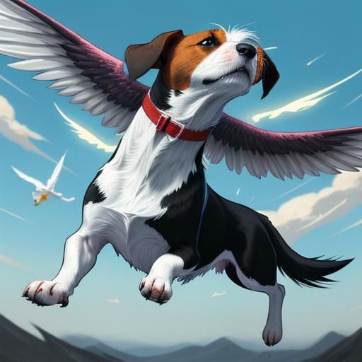 A Jack Russell Terrier With Elegant Wings - Ai Generated Artwork 