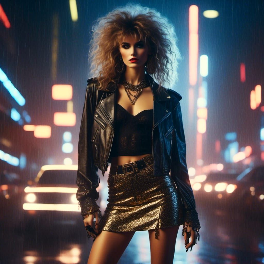 Cyberpunk,rock star,big hair, <lora:80s RetroWave:1.0>, <lor...