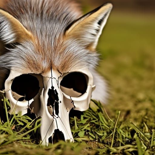 fox chewing skull AI Generated Artwork NightCafe Creator